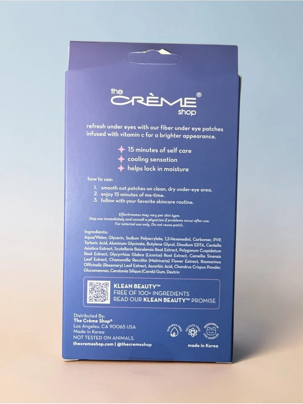The Crème Shop Klean Beauty Purple Fiber Under Eye Patches – Brightening